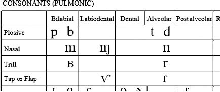 Partial View Of The Pulmonic Consonants Section Of The Ipa Chart My