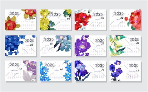 Premium Vector Vector Flower Calendar Color Template
