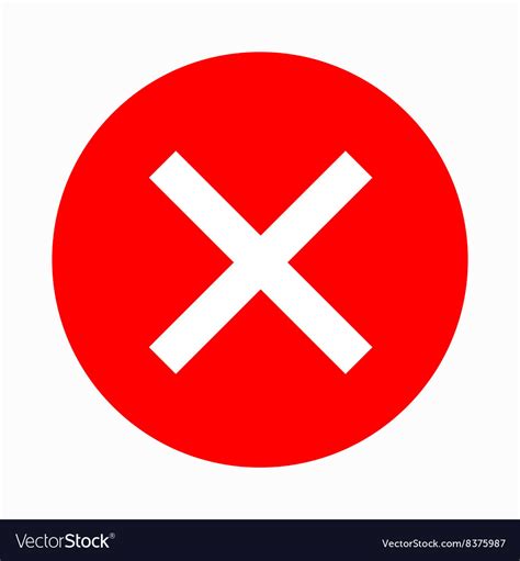 Red Cross Check Mark Icon Simple Style Royalty Free Vector
