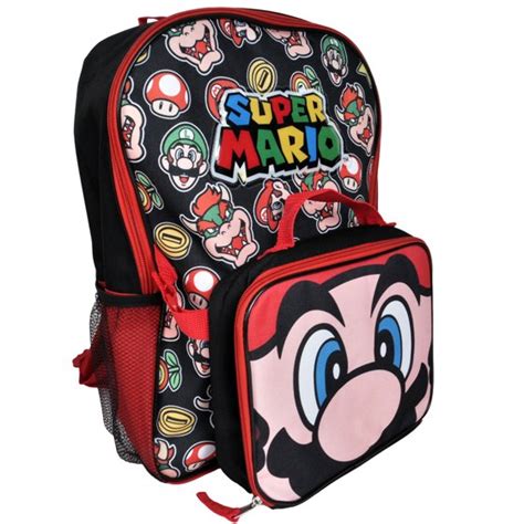Super Mario Bros Super Mario Bros Boys Large Backpack With Lunch Bag