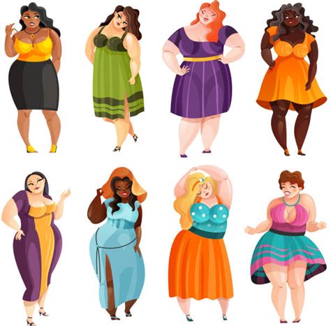 Plus Size Fashion Illustrations Royalty Free Vector Graphics And Clip