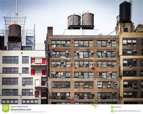Old Apartment Buildings Background In New York City Stock Photo Image