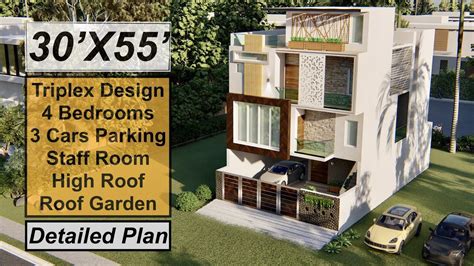 30x55 Feet Triplex House Design Ultra Modern House Design With