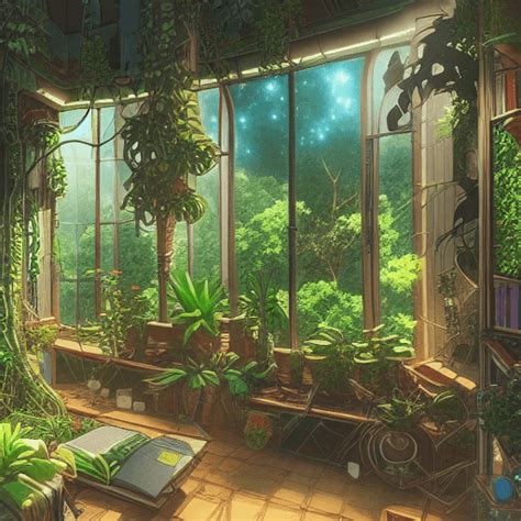 Solarpunk Steampunk Scifi House Plants Overgrown Highly Detailed Hyper