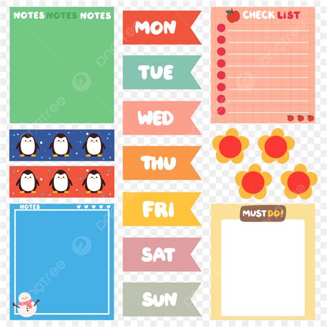 Paper Sticker Notes Vector Hd Images Cute Planner Sticker And Note