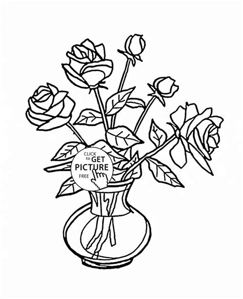 Not to mention the mandalas, an artistic activity practiced. Bouquet of Roses in Vase coloring page for kids, flower coloring pages printables free - Wuppsy ...