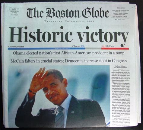 2008 Barack Obama Election Boston Globe Newspaper