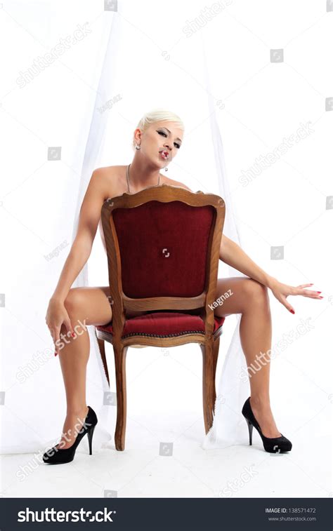 Naked Blonde Woman Red Chair Stock Photo Shutterstock