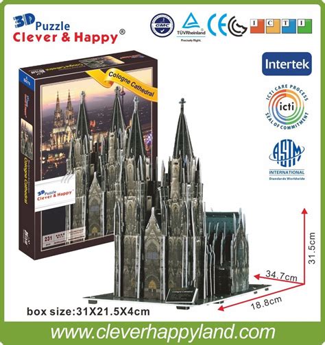 New Cleverandhappy Land 3d Puzzle Model Cologne Cathedral Diy Paper Model