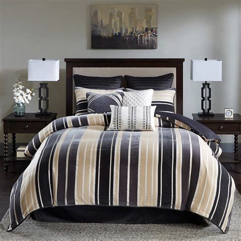 Luxury Black And Taupe Comforter Set Weuro Shams And Decorative Pillows