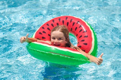 Summer Travelling Kid In Swimming Pool Kids Summer Vacation Concept