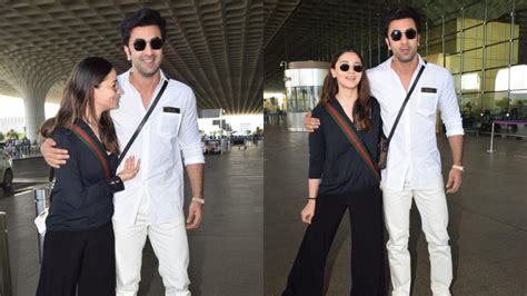 In Pics Ranbir Kapoor Sports Clean Shaven Look As He Gets Papped With Alia Bhatt At Airport