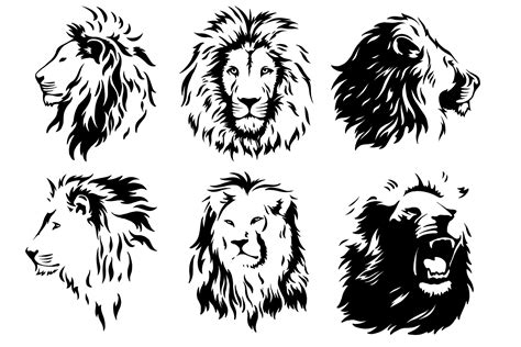 Lion Head Vector Set Illustrator Graphics ~ Creative Market