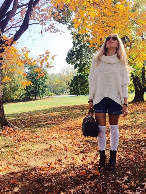 Womans Fashion Shorts Knee Socks Oversized Sweater Fashion Blog