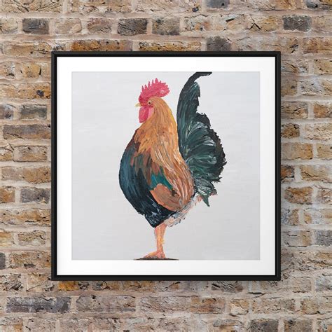 Print Of Original Palette Knife Rooster Painting Etsy