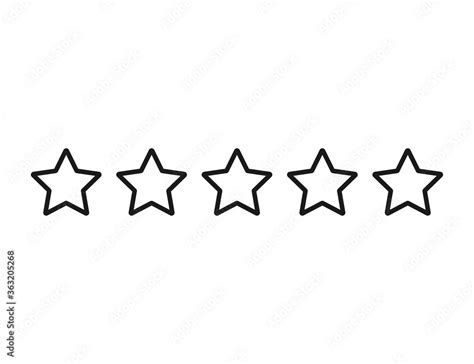 Five Stars In Black Outline Design Success Rating Set Quality Rank 5