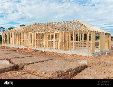 New Home Construction Framing Stock Photo Alamy