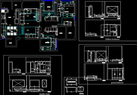 Interior Design 3 Bedroom Home Dwg Block For Autocad Designs Cad