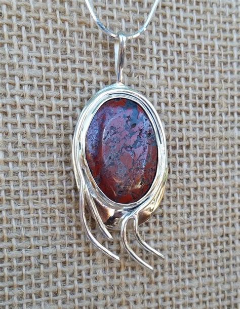 Agate Mixed Red Natural Free Form Sterling Silver Pendant Etsy