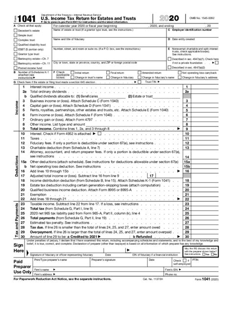 2020 Form Irs 1041 Fill Online Printable Fillable Blank Pdffiller