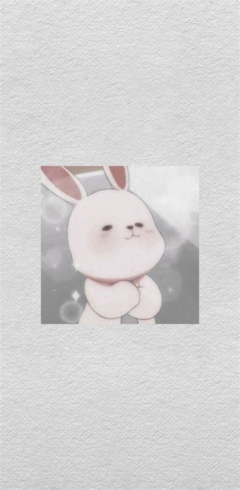 White Cute Aesthetic Cartoon Bunny Wallpaper For Iphone And Android