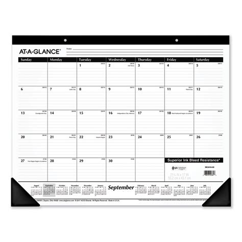 Very Soft At A Glance® Academic Year Ruled Desk Pad 2175 X 17 White