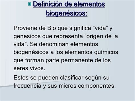 Elementos Biogenésicos