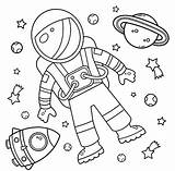 Astronaut Coloring Planet Astronauts Rocket Spaceship Three Flag Wonder sketch template