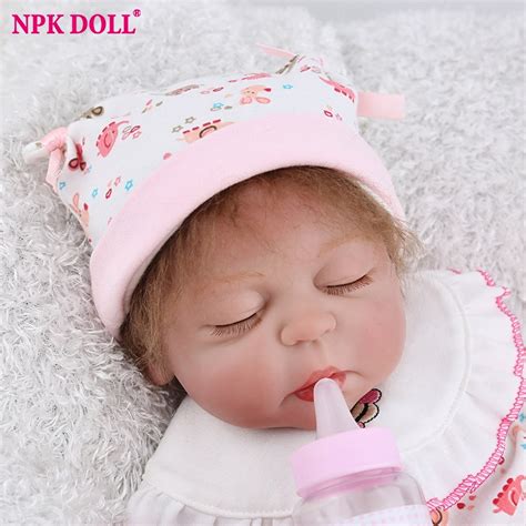 Npkdoll 18 Inch Reborn Baby Girl Pink Lovely Full Vinyl Bath Toys Soft