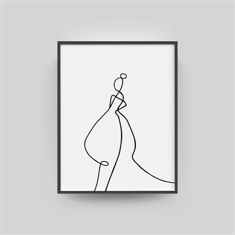 Silueta Mujer Imprimible Desnudo Boceto Línea Moda Arte Etsy