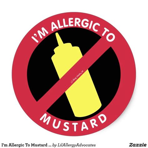 Im Allergic To Mustard Kids Allergy Symbol Classic Round Sticker