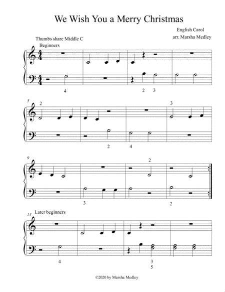 Beginner Christmas Carols In Middle C Position Arr Marsha Medley Sheet Music Traditional