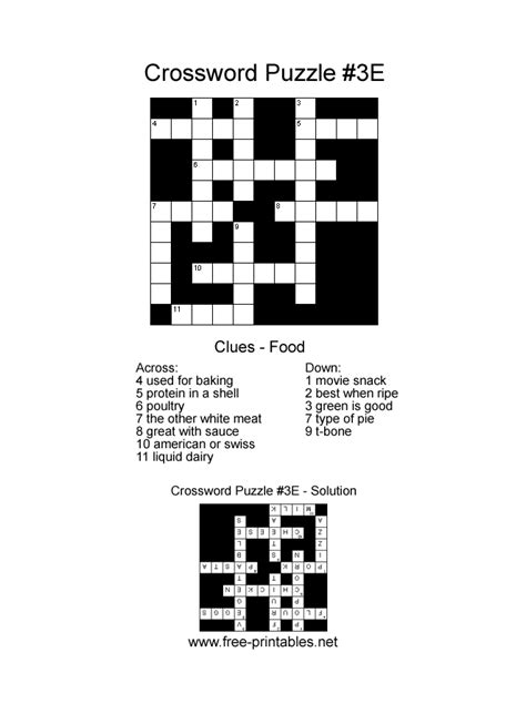Printable Crossword Puzzles Simple Free Printable Download