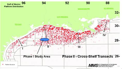 Map Of The Oil And Gas Platforms In The Northern Gom Indicating The