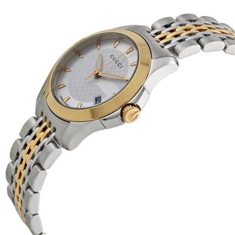Gucci G Timeless Silver Dial Two Tone Steel Strap Watch For Women