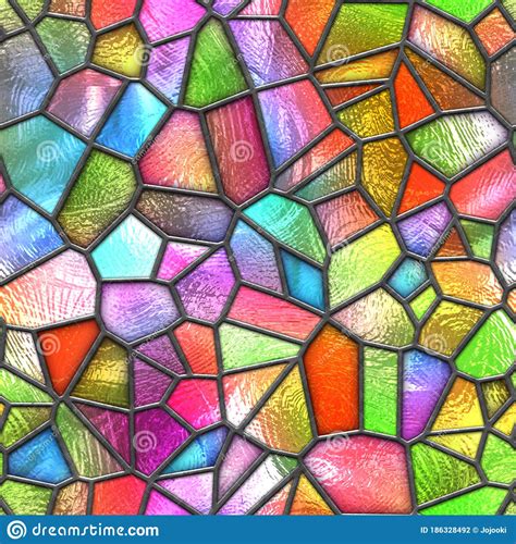 Stained Glass Seamless Texture With Pattern For Window Colored Glass