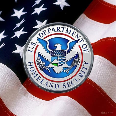 Us Department Of Homeland Security Dhs Emblem Over American Flag