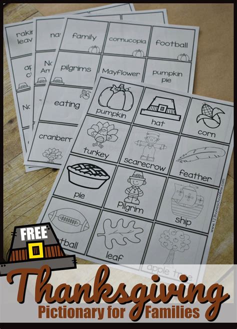 Free Thanksgiving Pictionary For Families