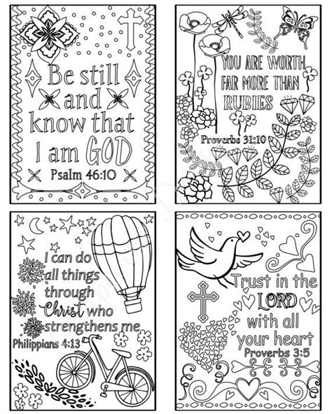 Free printable bible verse coloring pages for adults. Coloring Scripture Cards. Set of 8 Instant download ...