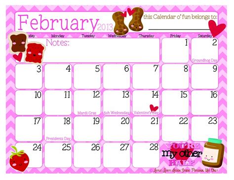 Cute printable calendar