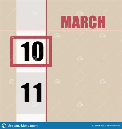 March 10 10th Day Of Month Calendar Date Stock Illustration