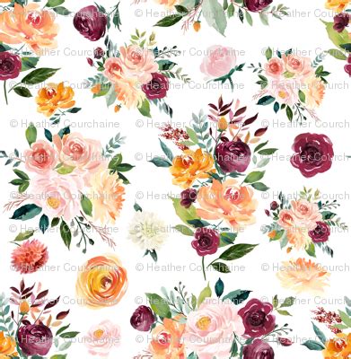 Illustration fractal background with bright autumn floral patter. 9" Autumn Floral Watercolor wallpaper ...