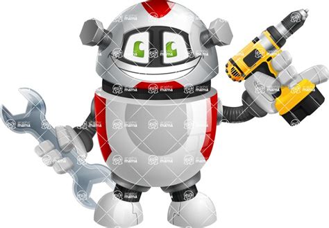 Red Robot Cartoon Character 112 Stock Vector Images Workman 1