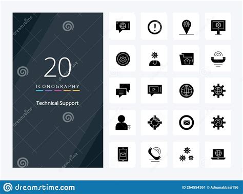 20 Technical Support Solid Glyph Icon For Presentation Stock Vector