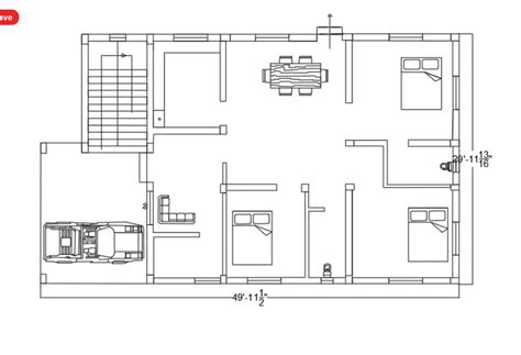 50x30 Feet 3 Bhk Autocad Plan Layout File Cadbull Medium