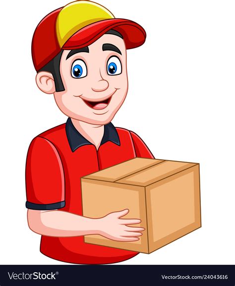 Cartoon Delivery Courier Holding Cardboard Boxes Vector Image