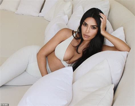 Kim Kardashian Looks Sultry In Her Own Skims Bra And Leggings Daily Mail Online