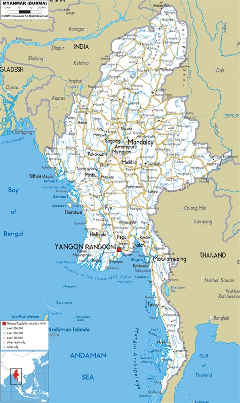 Road Map Of Myanmar Ezilon Maps