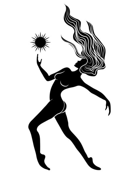 silueta de un desnudo mujer con un símbolo de el Dom en un blanco fondo místico póster pared