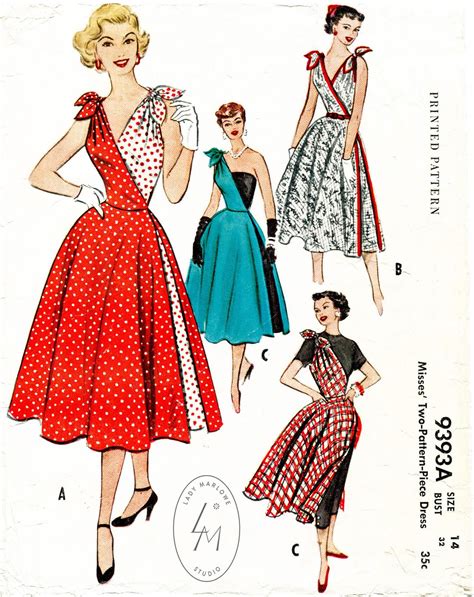 Vintage Sewing Pattern 1950s Dress Reproduction Cocktail Etsy